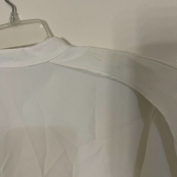 ALLSAINTS White Cold shoulder cutout Alvey chiffon button up blouse US 0 - Picture 8 of 8